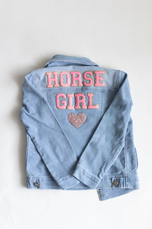 Kids Limited Edition "Horse Girl" Denim Chenille Patch Jacket